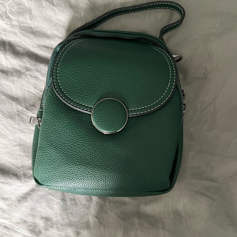 Green Leather Texture Mini Backpack, Crossbody, M… - image 1